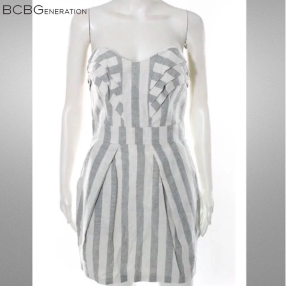 BCBGeneration striped strapless dress with pockets